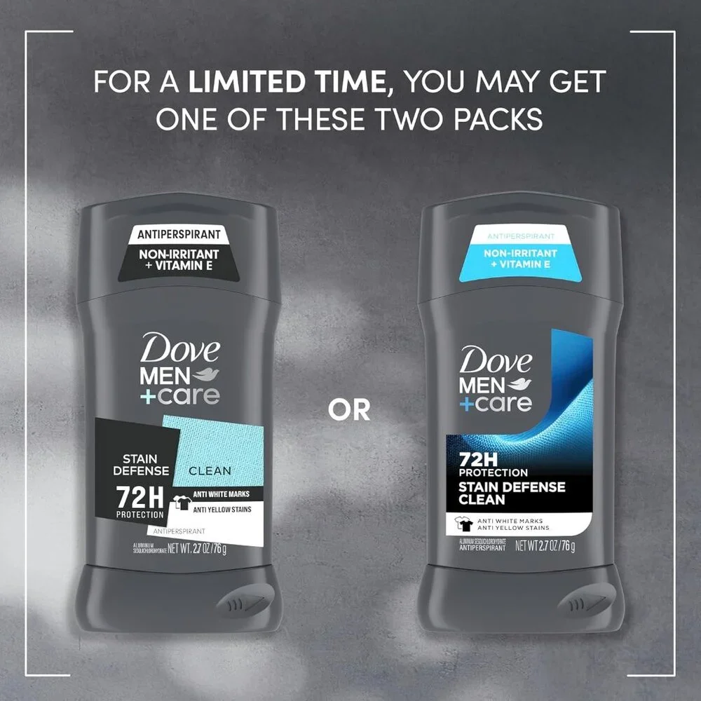 72H Odor & Stain Control Dove Men+Care Deodorant Stick - 4 Pack, Invisible Style